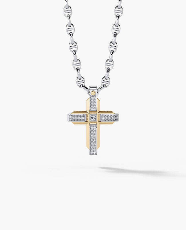 Ready to Ship - CROSS Pendant in Gold with 0.60ct Diamonds
